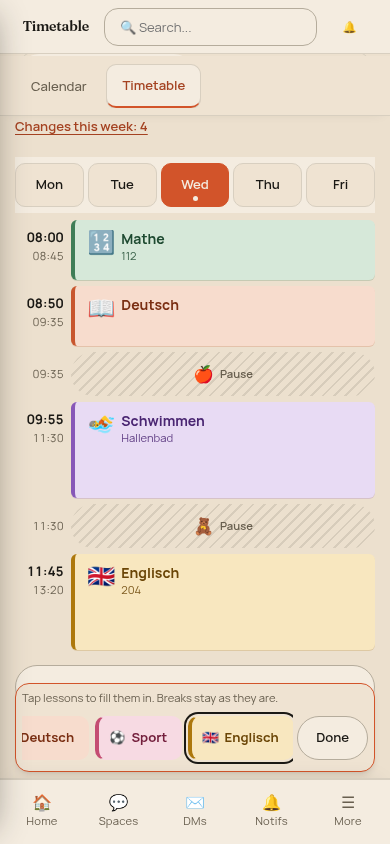 Brush mode on a phone with the subject bar docked at the bottom