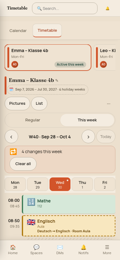This-week view with changes on a phone